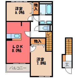 新鹿沼駅 徒歩20分 2階の物件間取画像